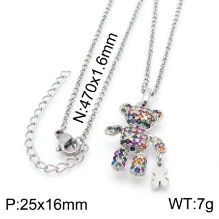 TOUS stainless steel metal colored gemstone inlaid with Spanish bear