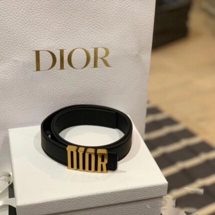 Dior gold buckle black belt, simple and elegant, noble and luxurious