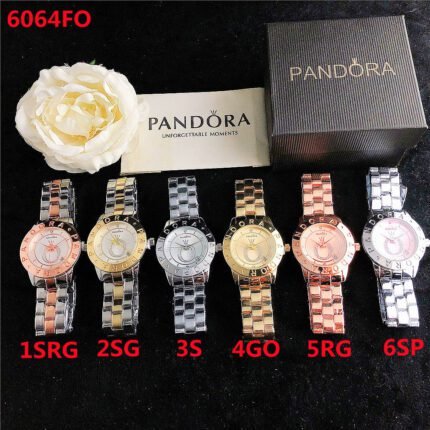 PANDORA watch circular minimalist dial metal strap