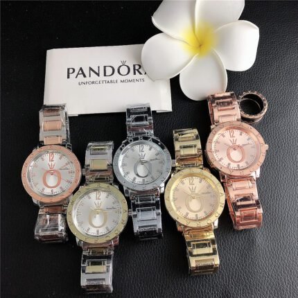 PANDORA watch circular minimalist dial metal strap
