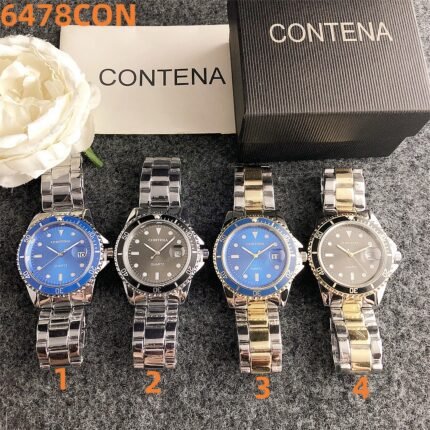 Contena watch with round premium dial and steel strap