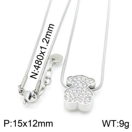 TOUS 2024 New stainless steel gemstone inlaid teddy bear necklace pendant