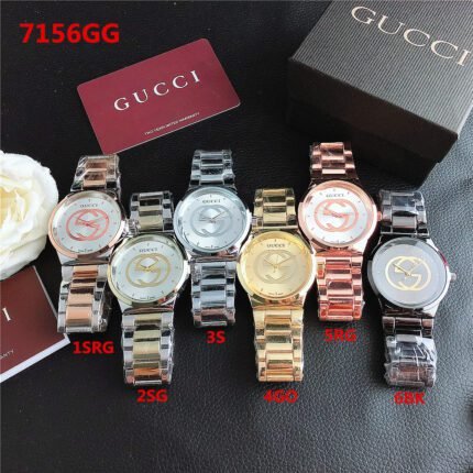 Gucci watch circular minimalist dial steel strip