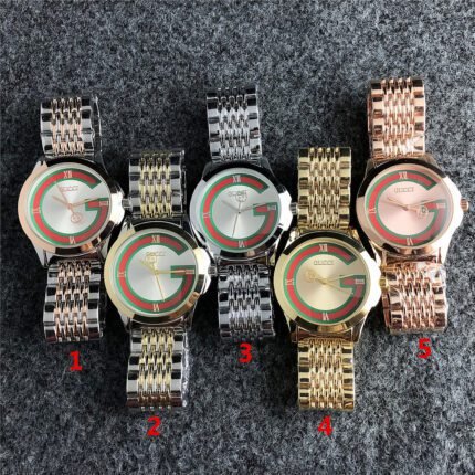 Gucci watch circular bezel dial steel strip