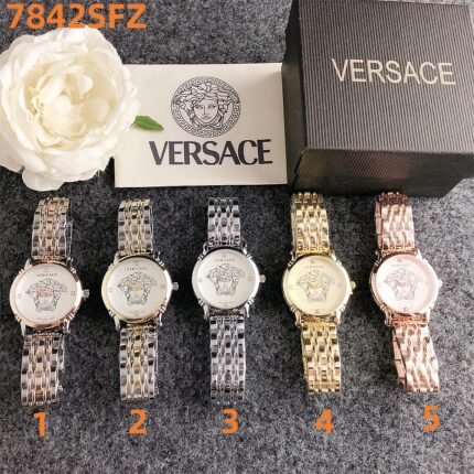 Versace watch circular minimalist dial with metal steel strip