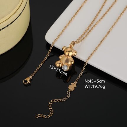 TOUS stainless steel material bright gold gemstone Spanish bear