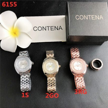 CONTANA watch with round diamond bezel and premium dial with steel band