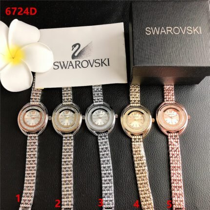 SWAROVSKI watch circular minimalist dial with metal steel strip