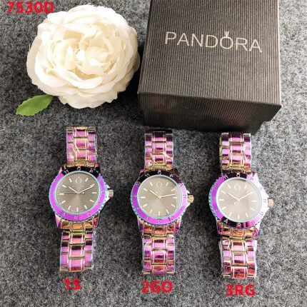 PANDORA watch circular minimalist dial metal strap