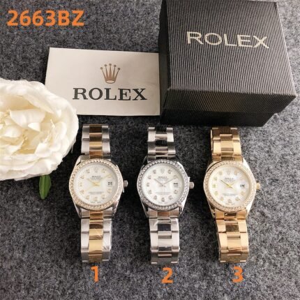 Rolex watch circular minimalist dial metal strap