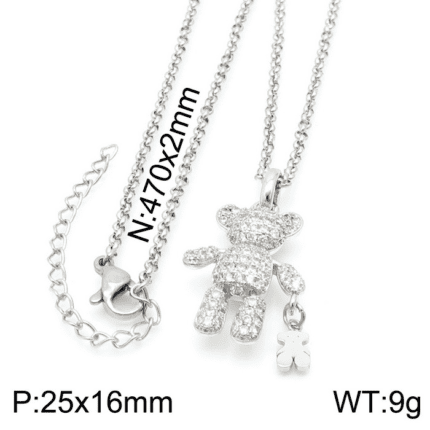 Tous Multi colored Metal Gemstone Spanish Bear Necklace Pendant