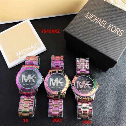 MK watch circular minimalist dial metal strap