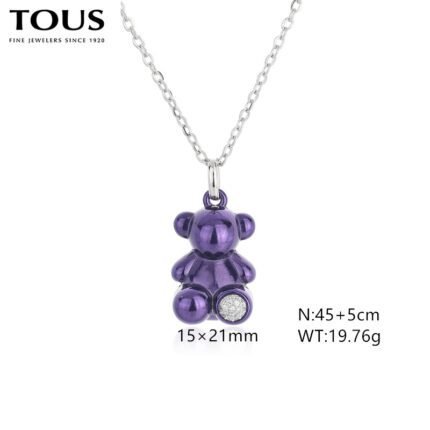 TOUS stainless steel material dark purple gemstone Spanish bear