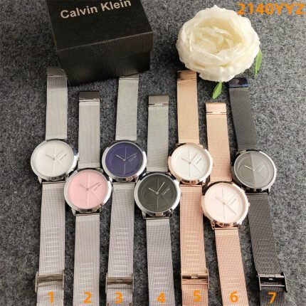 CK watch circular minimalist dial with metal steel band