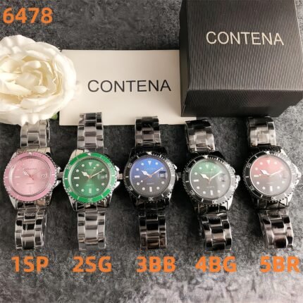 Contena watch with round premium dial and steel strap