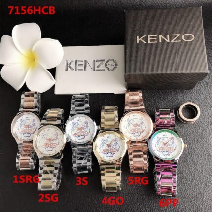 KENZO watch circular minimalist dial steel strap