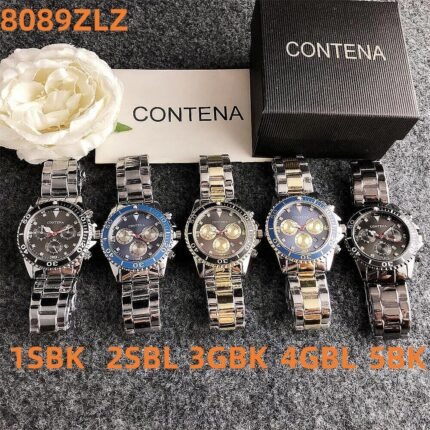 Contena watch with round premium dial and steel strap