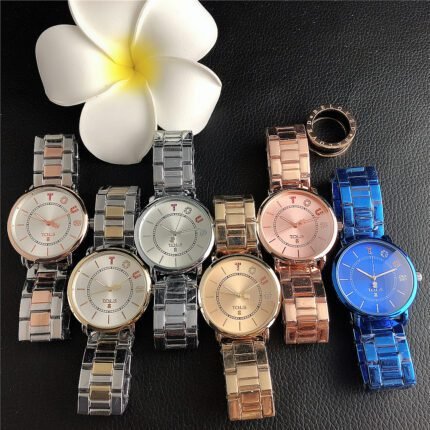 TOUS Watch Round Peach Silk Vintage dial Metal Steel Band