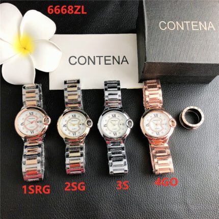 Contena watch with round premium dial and steel strap