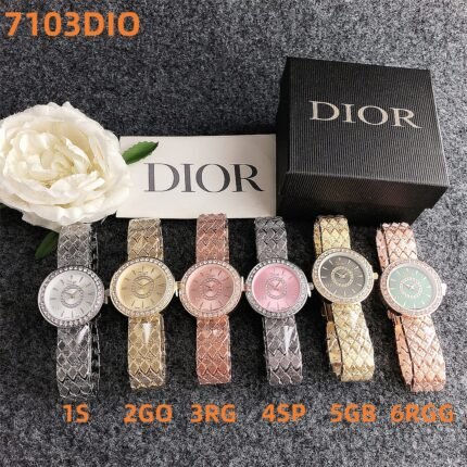 DIOR watch circular high-end dial with diamond border and steel band