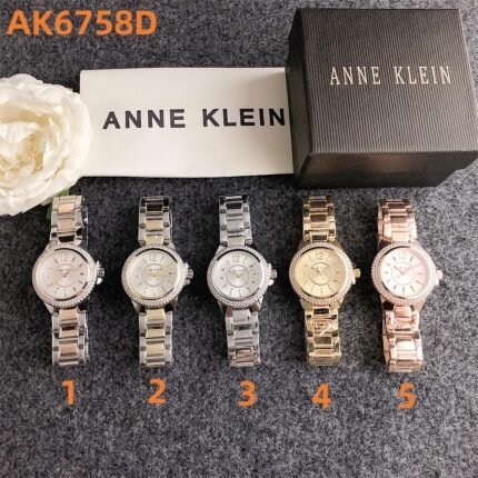 ANNE KLEIN watch with diamond bezel and steel band