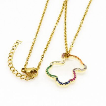 TOUS 2024 New Stainless Steel Material Spanish Bear Exquisite Colorful Gemstone Edge Necklace Pendant