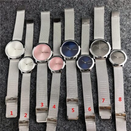 CK watch circular minimalist dial with metal steel band