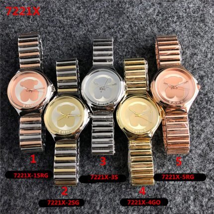 TOUS watch circular peach silk minimalist dial metal steel strip
