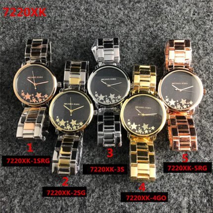 MK watch circular minimalist dial metal strap