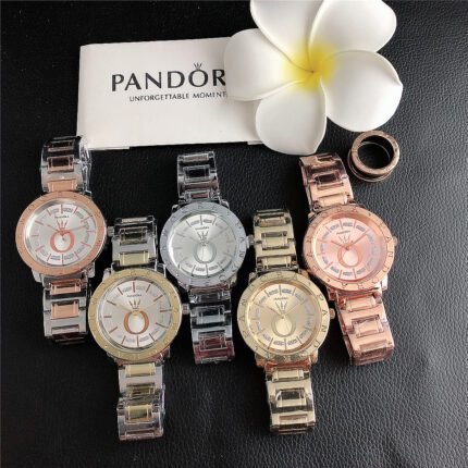 PANDORA watch circular minimalist dial metal strap