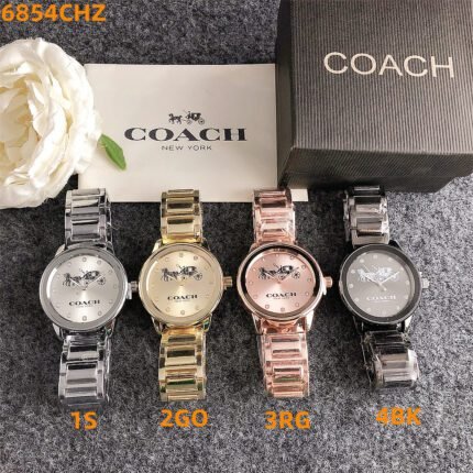 COACH watch circular minimalist dial with metal steel band