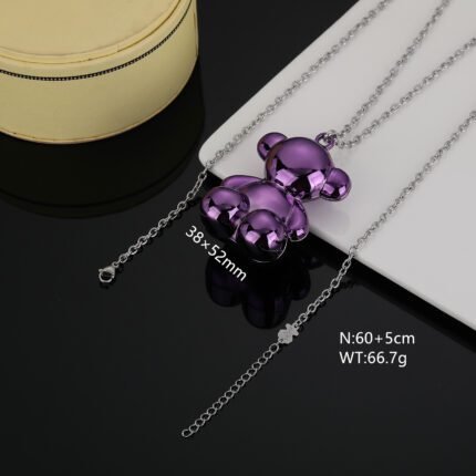 TOUS stainless steel material bright purple gemstone Spanish bear