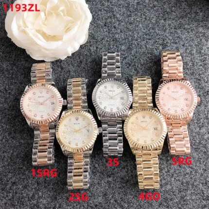 Rolex watch circular minimalist dial metal strap