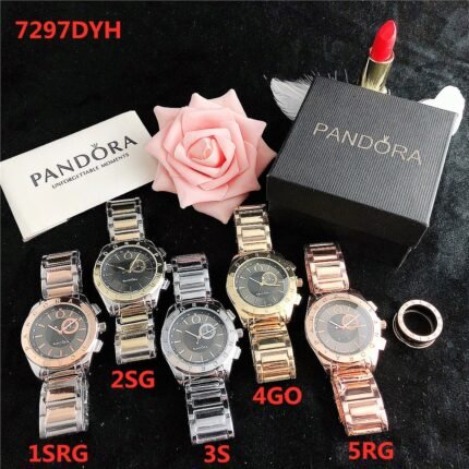 PANDORA watch circular minimalist dial metal strap