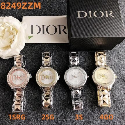 DIOR watch circular high-end dial with diamond border and steel band