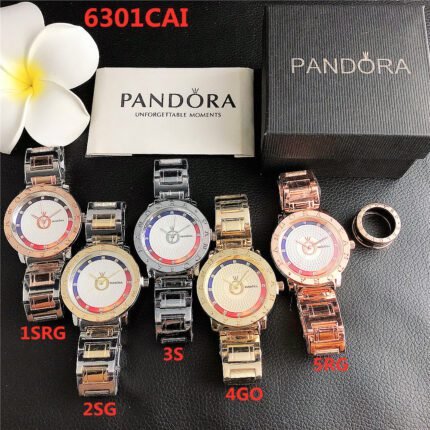 PANDORA watch circular minimalist dial metal strap