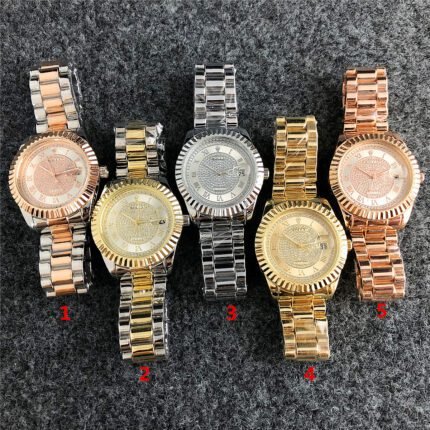 Rolex watch circular minimalist dial metal strap