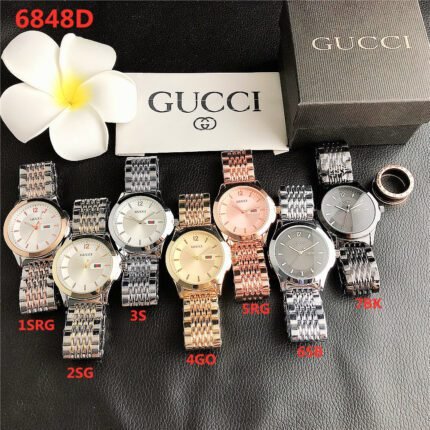 Gucci watch circular bezel dial steel strip