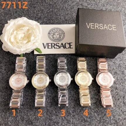 Versace watch circular minimalist dial with metal steel strip