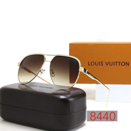 Louis Vuitton aviator double beam gold rimmed and brown gradient sunglasses