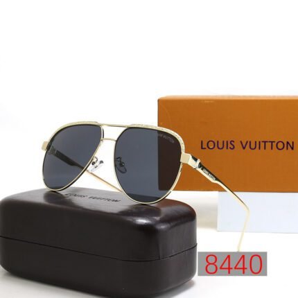 Louis Vuitton aviator double beam gold rimmed and black sunglasses
