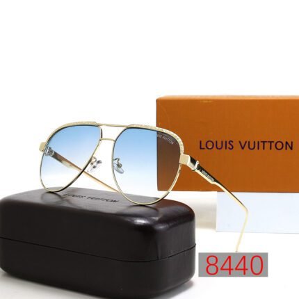 Louis Vuitton aviator double beam gold rimmed and light blue gradient sunglasses