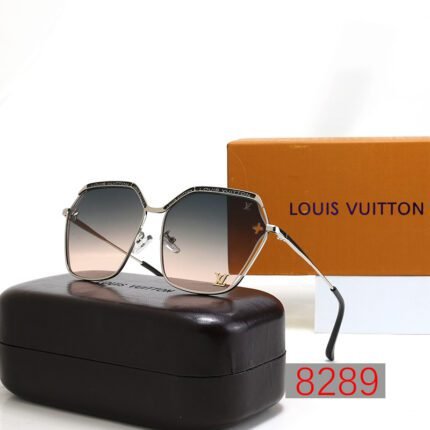 Louis Vuitton dark green and light orange irregular pentagonal sunglasses