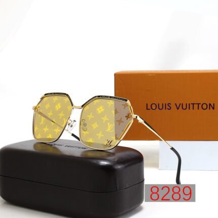 Louis Vuitton yellow printed irregular pentagonal sunglasses