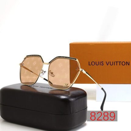 Louis Vuitton orange printed irregular pentagonal sunglasses