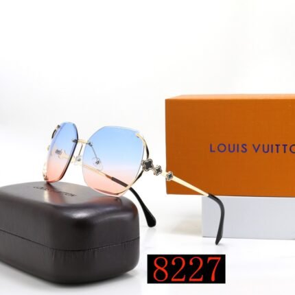 Louis Vuitton Curved Lenses Metal Sunglasses Blue Orange Gradient