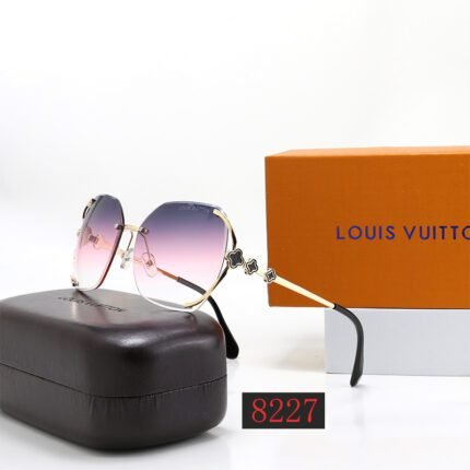 Louis Vuitton curved lenses, metal sunglasses, transparent purple gradient