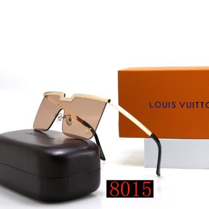 Louis Vuitton gold rimmed and brown rimless sunglasses with lenses