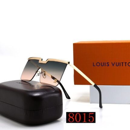 Louis Vuitton gold rimmed and green orange gradient lenses frameless sunglasses