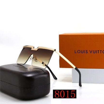 Louis Vuitton gold rimmed and brown gradient lenses frameless sunglasses